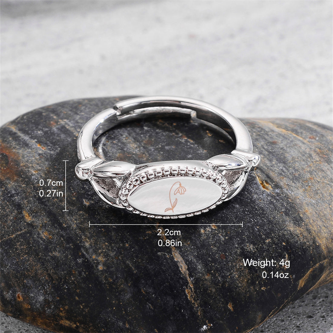 Wholesale Elegant Flower Copper Plating Silver Plated Open Rings