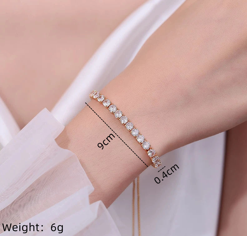 Copper Ig Style Geometric Artificial Diamond Zircon Bracelets