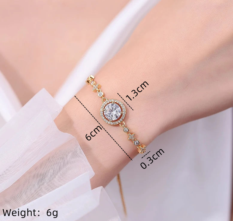 Copper Ig Style Geometric Artificial Diamond Zircon Bracelets