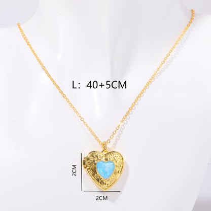 Copper Simple Style Commute Letter Heart Shape Plating Inlay Zircon Pendant Necklace