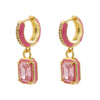 1 Pair IG Style Casual Simple Style Square Enamel Plating Inlay Brass Zircon Drop Earrings