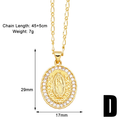 Simple Style Cross Copper Plating Inlay Zircon 18k Gold Plated Pendant Necklace