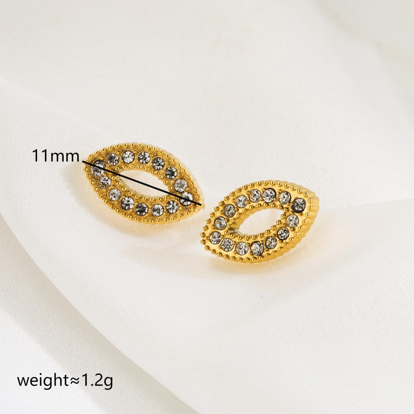 1 Pair Cute Simple Style Classic Style Eye Plating Inlay Stainless Steel Zircon 18k Gold Plated Ear Studs