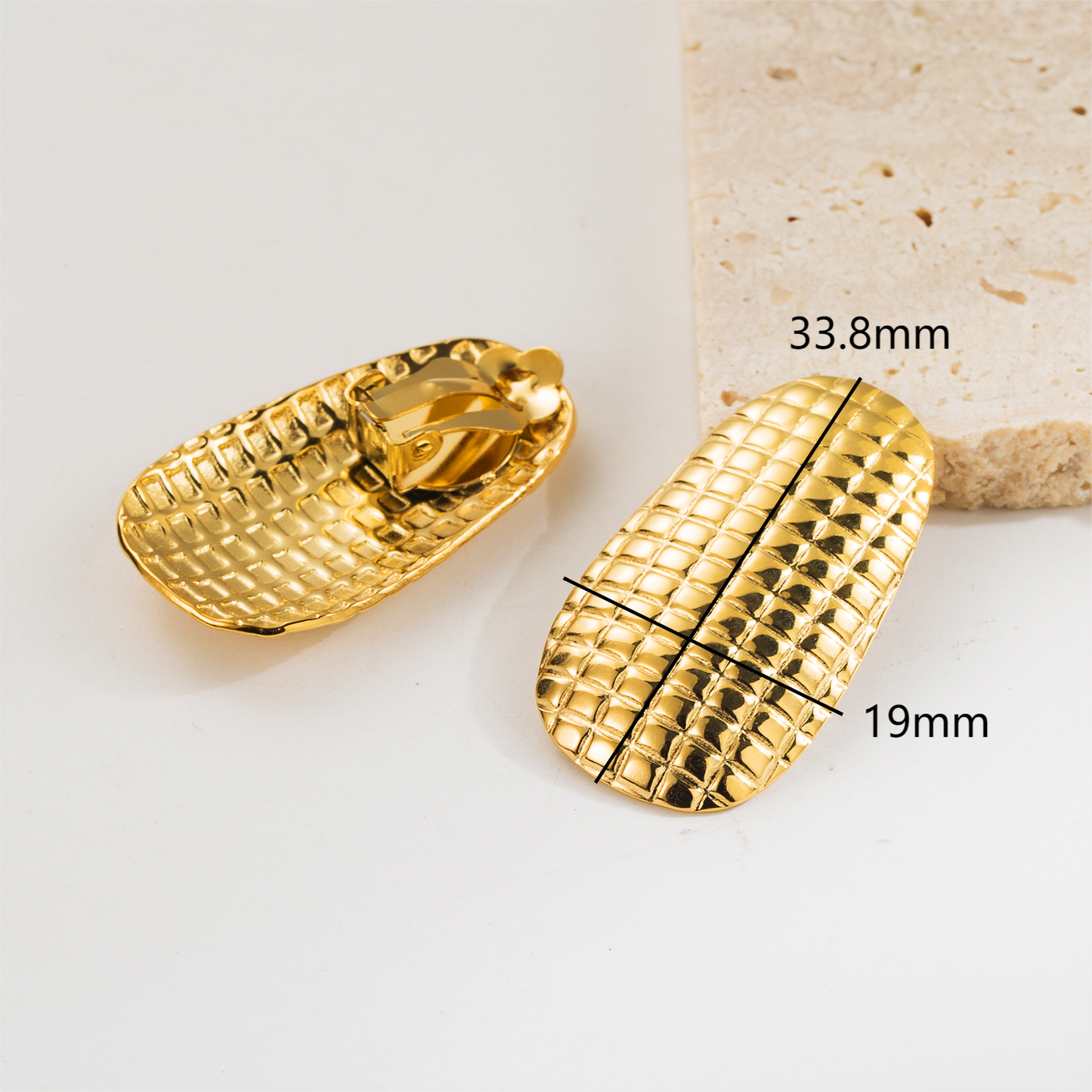 1 Pair Simple Style Grid Stamping Plating Stainless Steel 14k Gold Plated Ear Cuffs