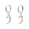 1 Pair Ig Style Cross Moon Bell Plating Inlay Copper Zircon Hoop Earrings