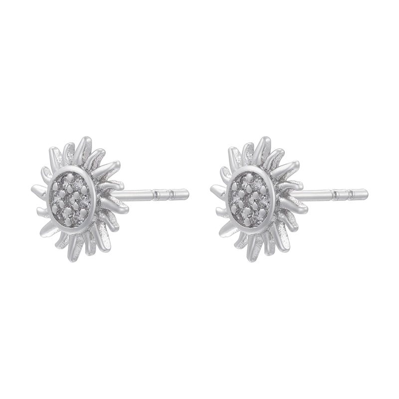 1 Pair Classic Style Tortoise Sunflower Red Heart Plating Inlay Copper Zircon Ear Studs