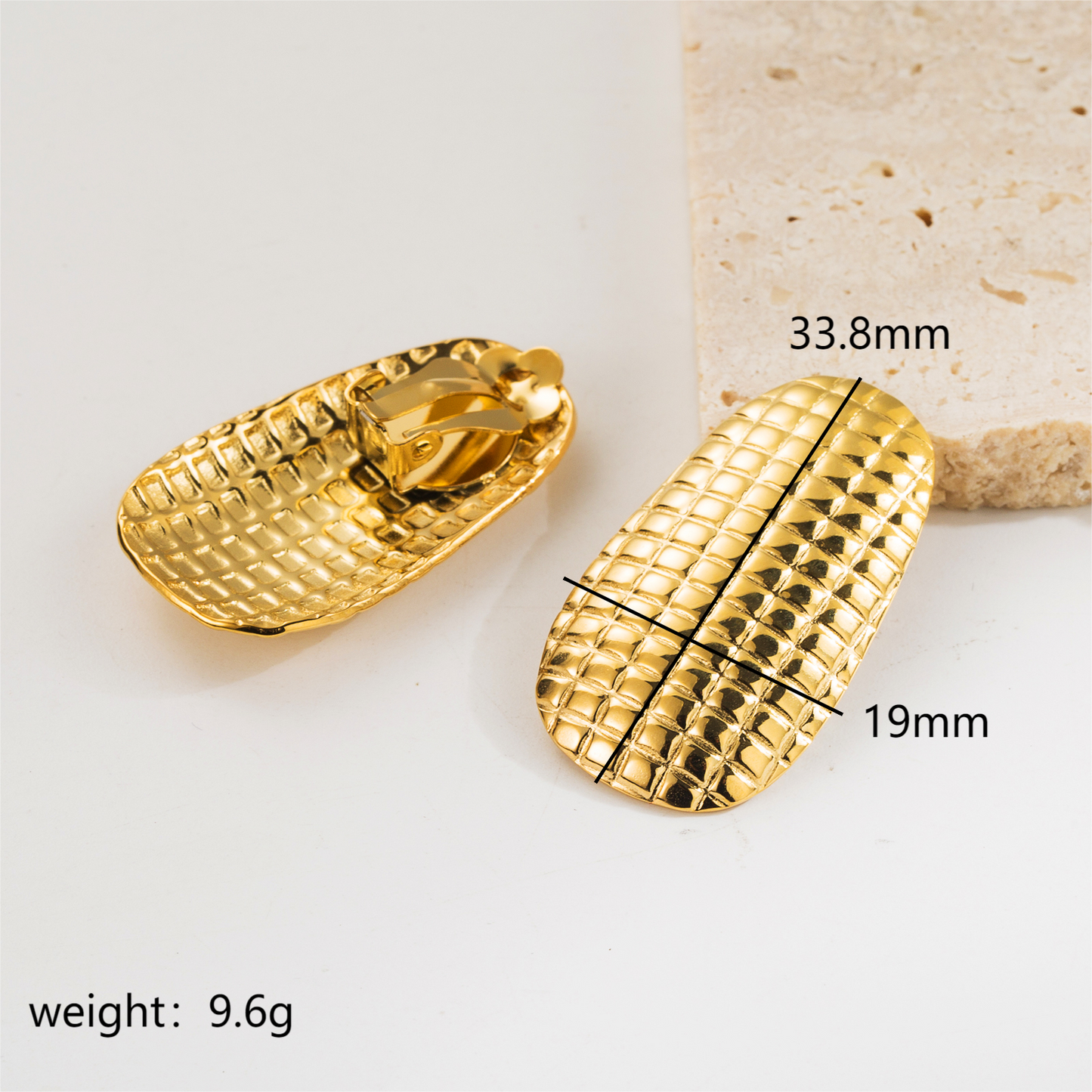 1 Pair Simple Style Grid Stamping Plating Stainless Steel 14k Gold Plated Ear Cuffs