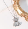 Cute Bear Titanium Steel Copper Plating Inlay Zircon Pendant Necklace