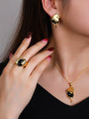 Copper Hip-Hop Retro Simple Style Irregular Plating Inlay Agate Jewelry Set