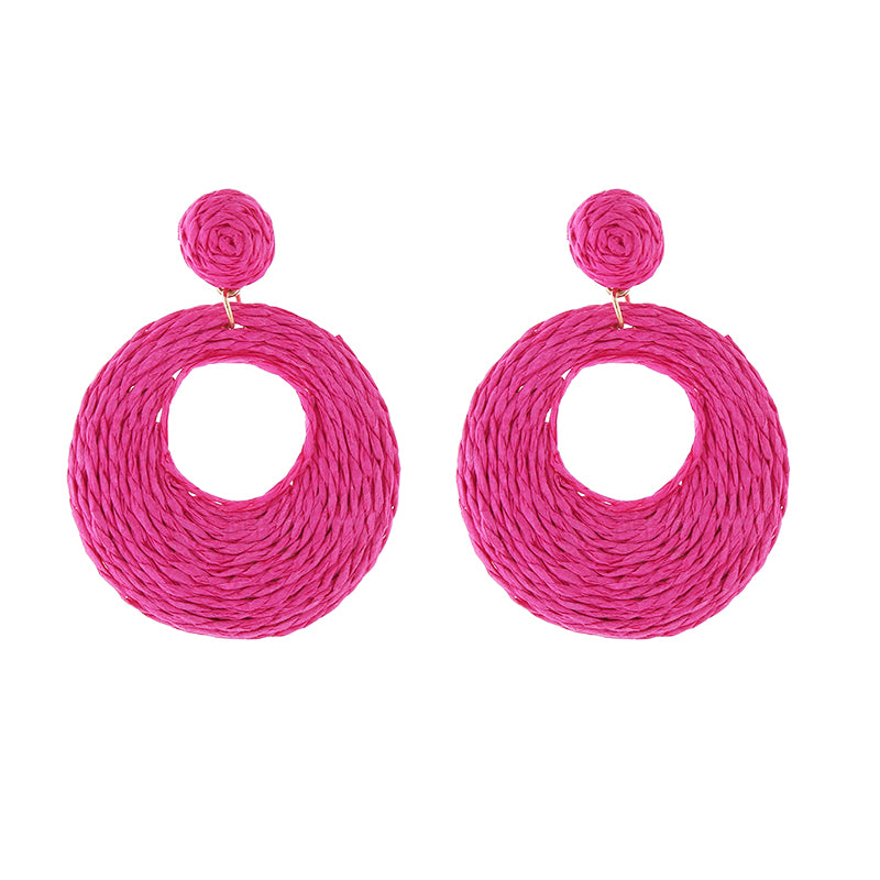 1 Pair Elegant Luxurious Circle Hollow Out Alloy Raffia Drop Earrings