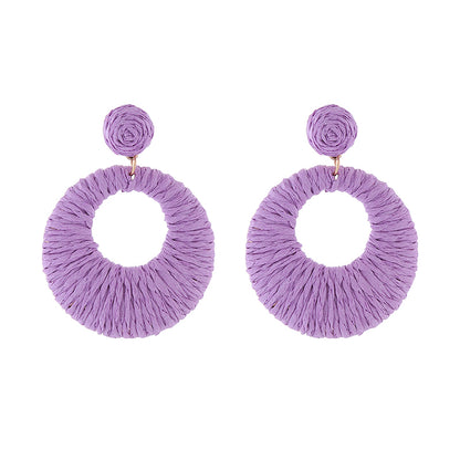 1 Pair Elegant Luxurious Circle Hollow Out Alloy Raffia Drop Earrings