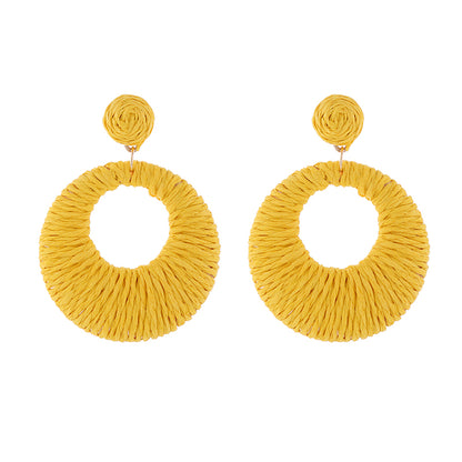 1 Pair Elegant Luxurious Circle Hollow Out Alloy Raffia Drop Earrings