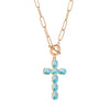 Elegant Simple Style Classic Style Cross Alloy Toggle Inlay Glass Women's Pendant Necklace