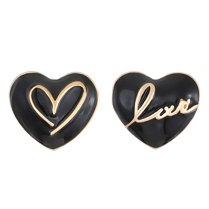 1 Pair Sweet Simple Style Letter Heart Shape Alloy Ear Studs