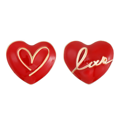 1 Pair Sweet Simple Style Letter Heart Shape Alloy Ear Studs