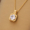 Classic Style Square Titanium Steel Plating Inlay Zircon Silver Plated Pendant Necklace