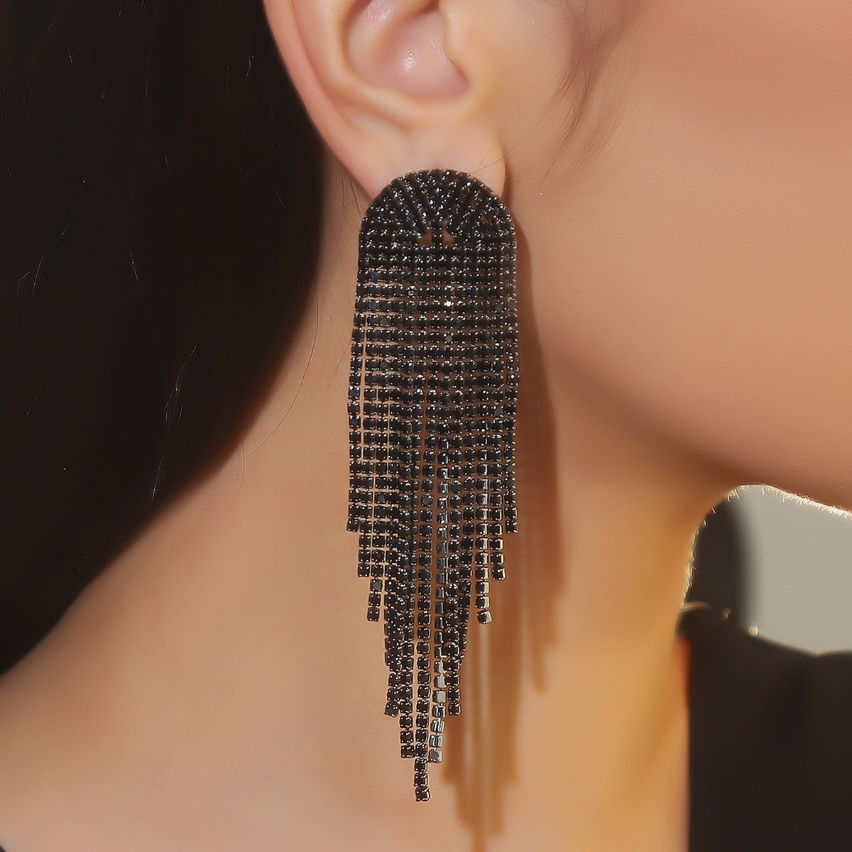 1 Pair Elegant Glam Tassel Inlay Alloy Rhinestones Drop Earrings