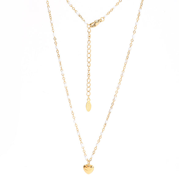 Simple Style Heart Shape Stainless Steel Titanium Steel Enamel Plating Pendant Necklace