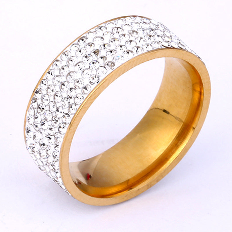 Stainless Steel Simple Style Geometric Inlay Zircon Rings