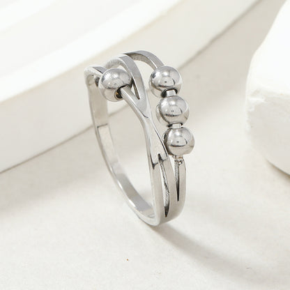 Stainless Steel Simple Style Geometric Beaded Plating Rings