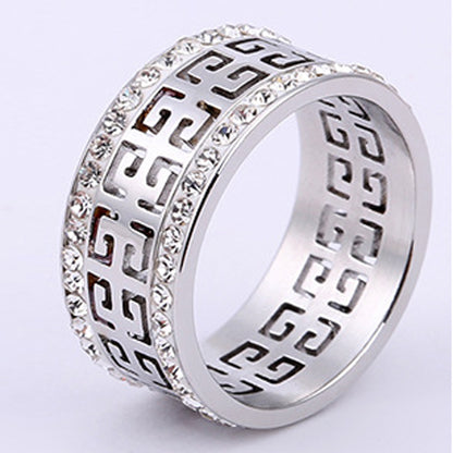 Stainless Steel Simple Style Geometric Plating Hollow Out Inlay Zircon Rings