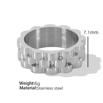 Titanium Steel Elegant Formal Simple Style Round Solid Color Plating Rings Bracelets Earrings