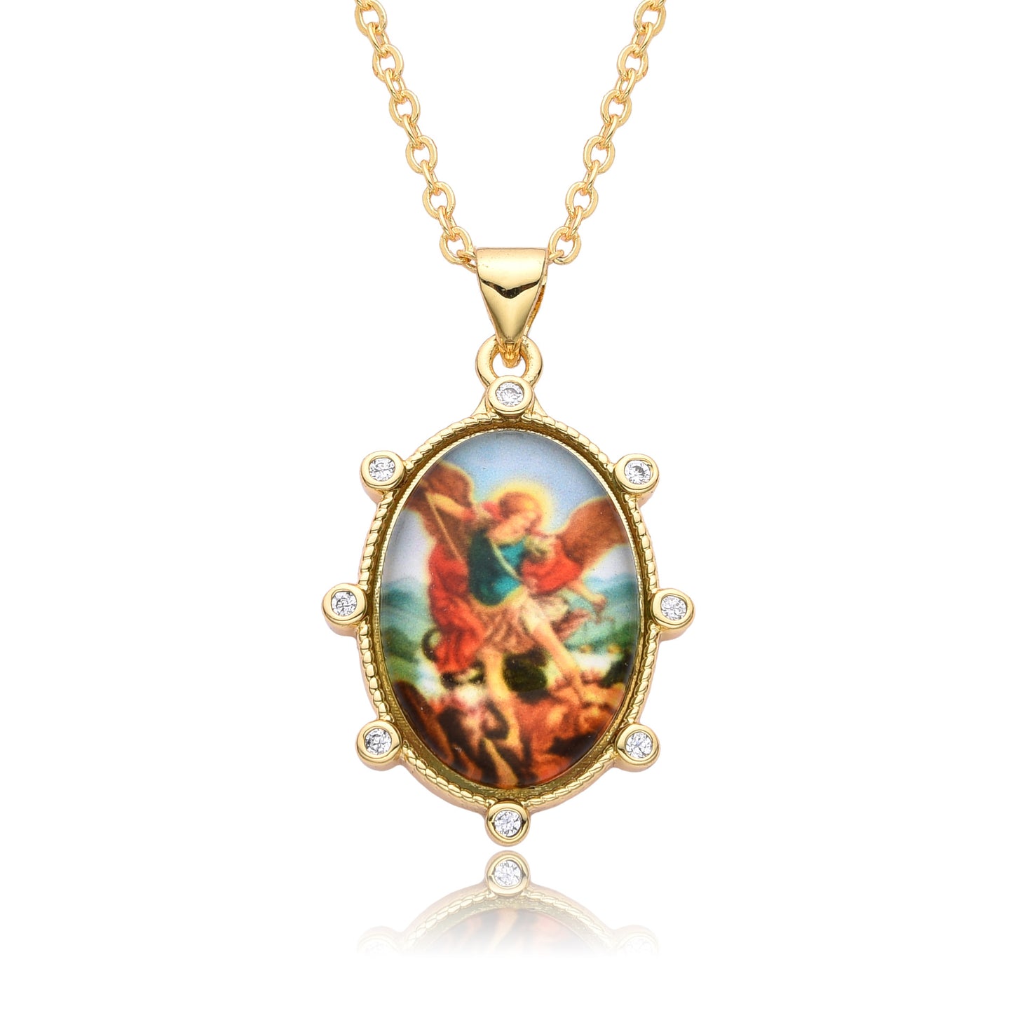 Copper Retro Portrait Plating Inlay Zircon Pendant Necklace