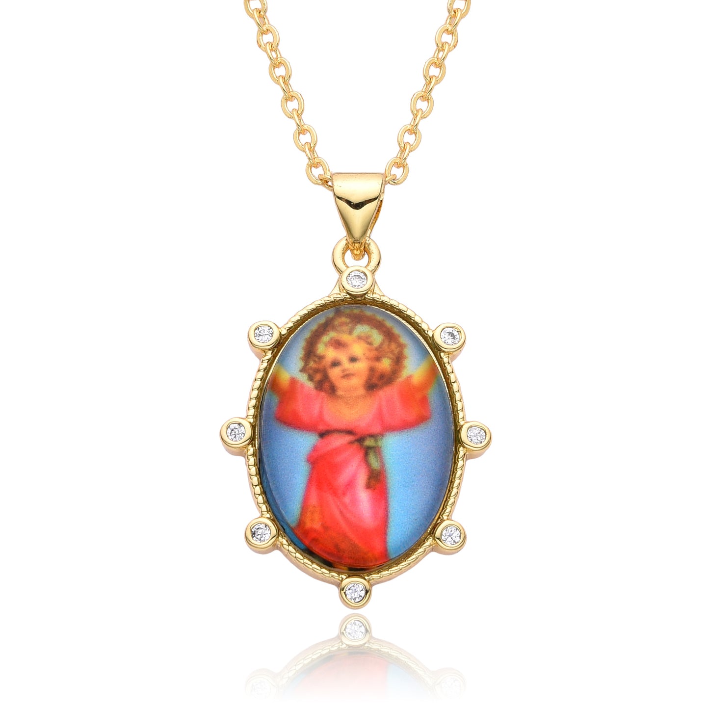 Copper Retro Portrait Plating Inlay Zircon Pendant Necklace