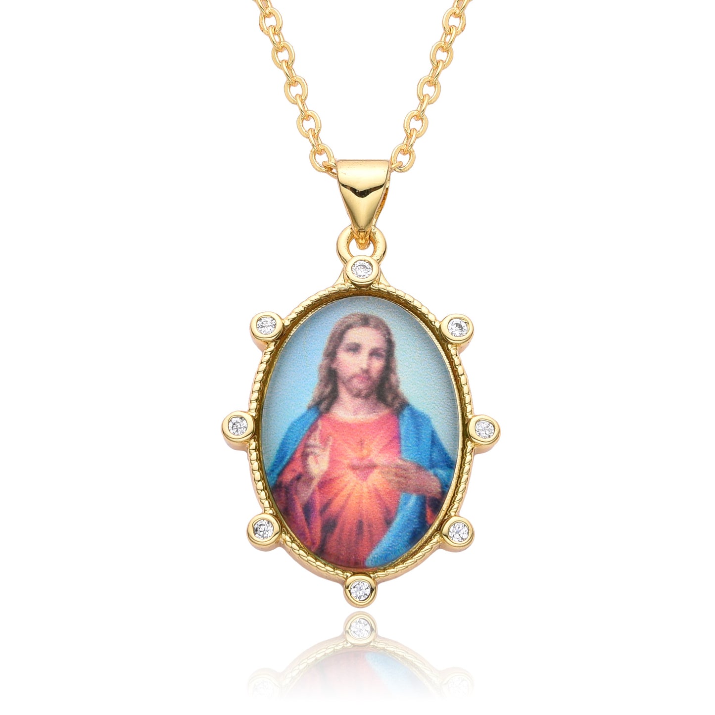 Copper Retro Portrait Plating Inlay Zircon Pendant Necklace