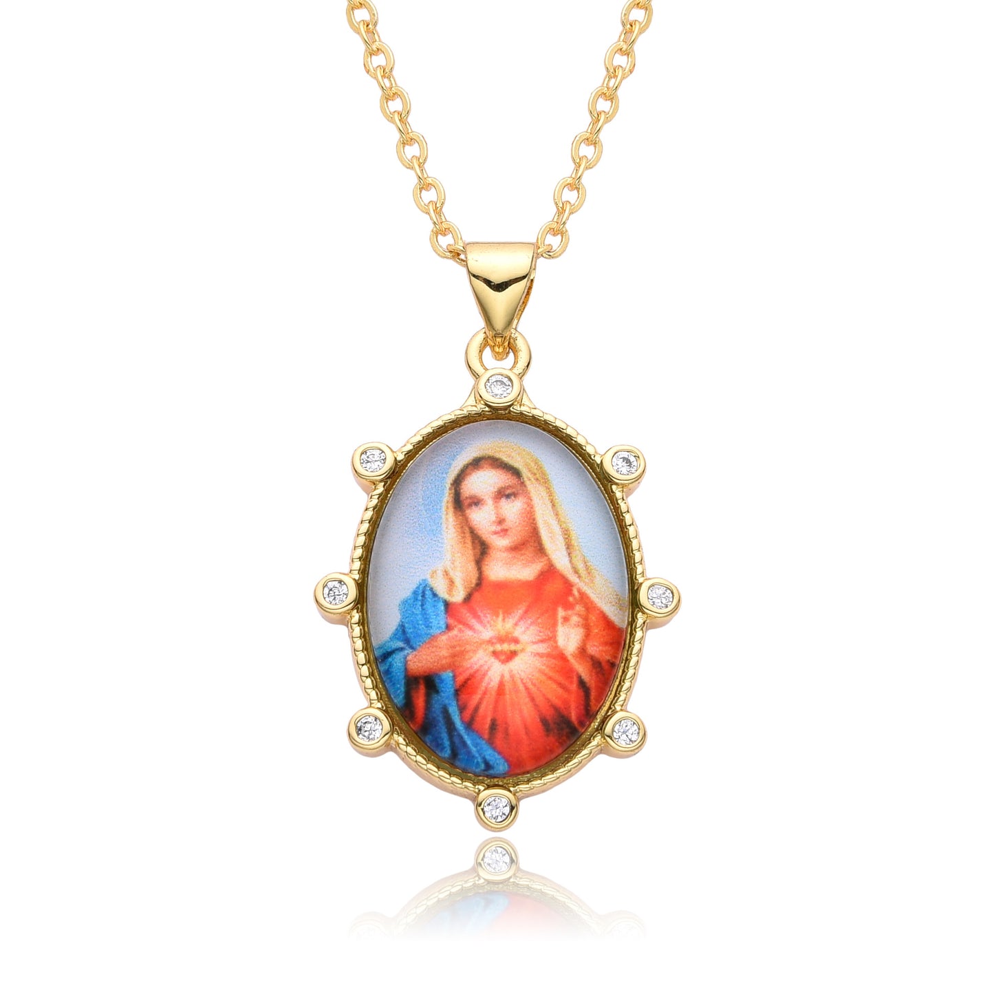 Copper Retro Portrait Plating Inlay Zircon Pendant Necklace