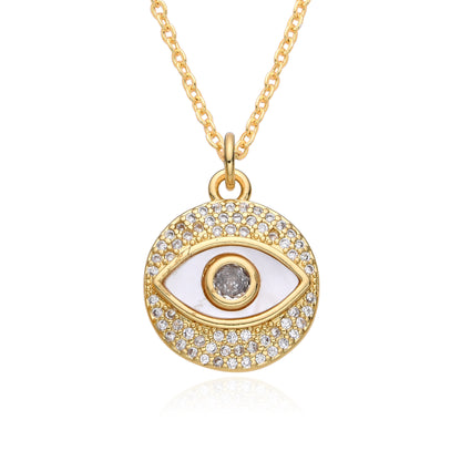 Copper Retro Classic Style Eye Plating Inlay Zircon Pendant Necklace