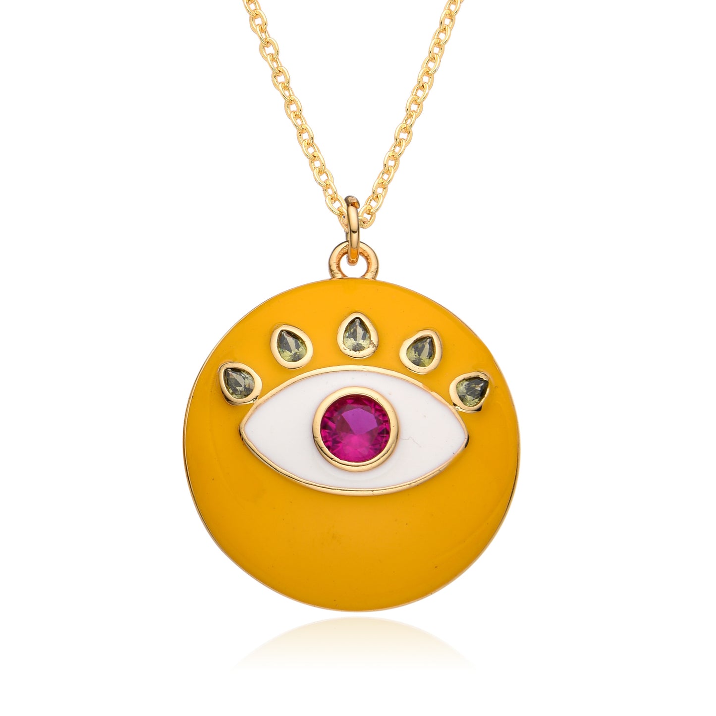 Copper Retro Classic Style Eye Plating Inlay Zircon Pendant Necklace