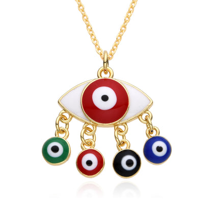 Copper Retro Classic Style Eye Plating Inlay Zircon Pendant Necklace