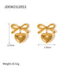 1 Pair Simple Style Heart Shape Bow Knot Plating Stainless Steel Drop Earrings