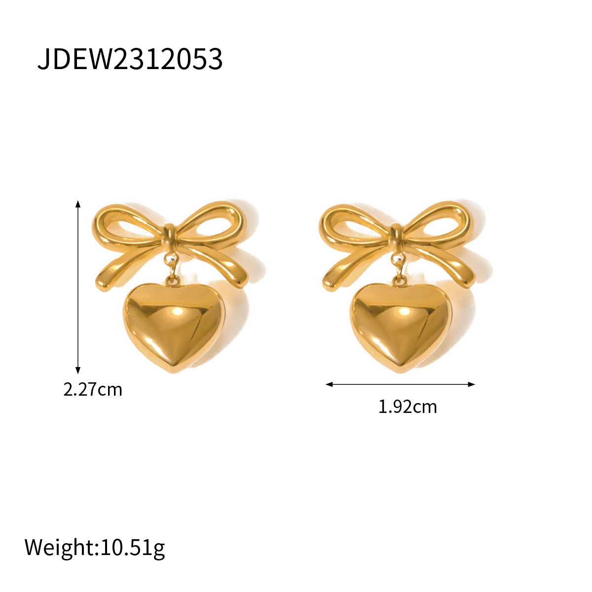 1 Pair Simple Style Heart Shape Bow Knot Plating Stainless Steel Drop Earrings