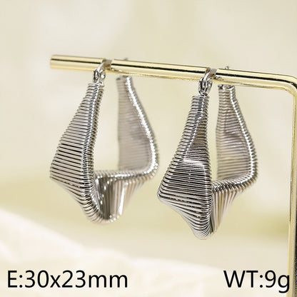 1 Pair Simple Style Geometric Irregular Titanium Steel Hoop Earrings