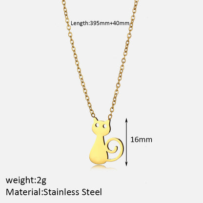 Elegant Cute Solid Color Stainless Steel Plating Hollow Out 18k Gold Plated Pendant Necklace