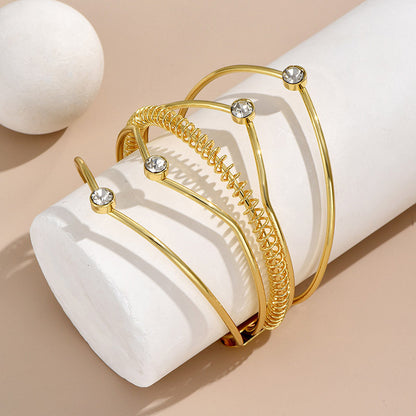 Original Design Geometric Solid Color Alloy Plating Inlay Rhinestones Women's Bangle