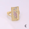 Vintage Style Simple Style Human Copper Enamel Plating Inlay Zircon 18k Gold Plated Rings