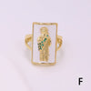 Vintage Style Simple Style Human Copper Enamel Plating Inlay Zircon 18k Gold Plated Rings