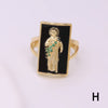 Vintage Style Simple Style Human Copper Enamel Plating Inlay Zircon 18k Gold Plated Rings