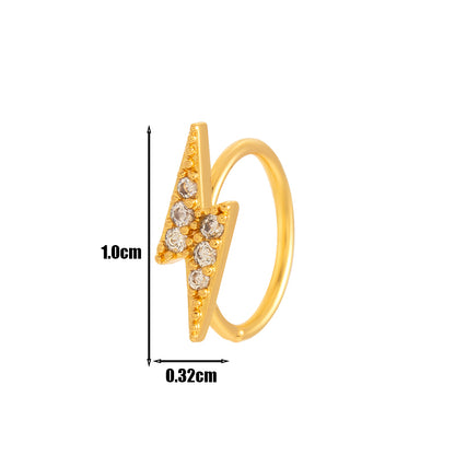 1 Piece Nose Rings & Studs Elegant Pentagram Heart Shape Butterfly Copper Plating Inlay Zircon Nose Ring