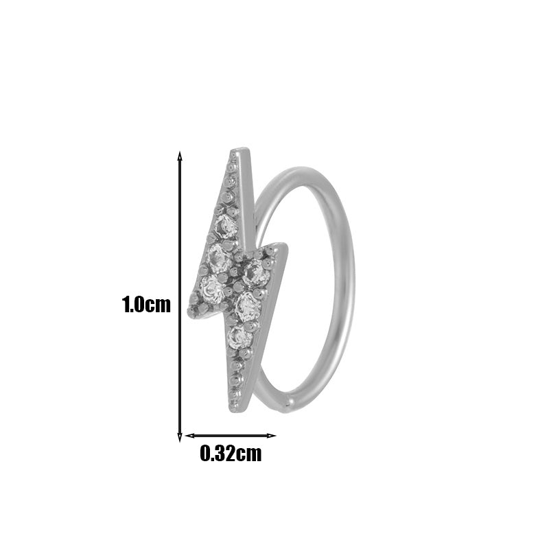 1 Piece Nose Rings & Studs Elegant Pentagram Heart Shape Butterfly Copper Plating Inlay Zircon Nose Ring