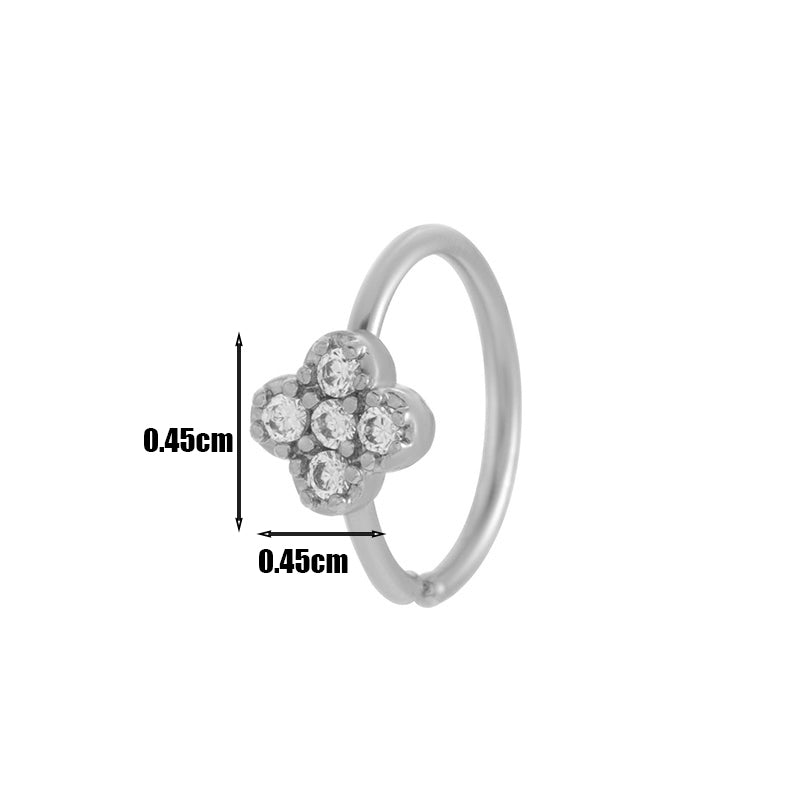 1 Piece Nose Rings & Studs Elegant Pentagram Heart Shape Butterfly Copper Plating Inlay Zircon Nose Ring