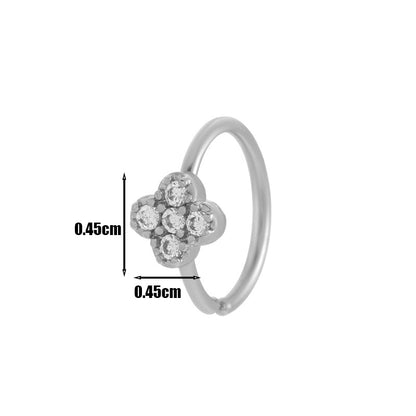 1 Piece Nose Rings & Studs Elegant Pentagram Heart Shape Butterfly Copper Plating Inlay Zircon Nose Ring