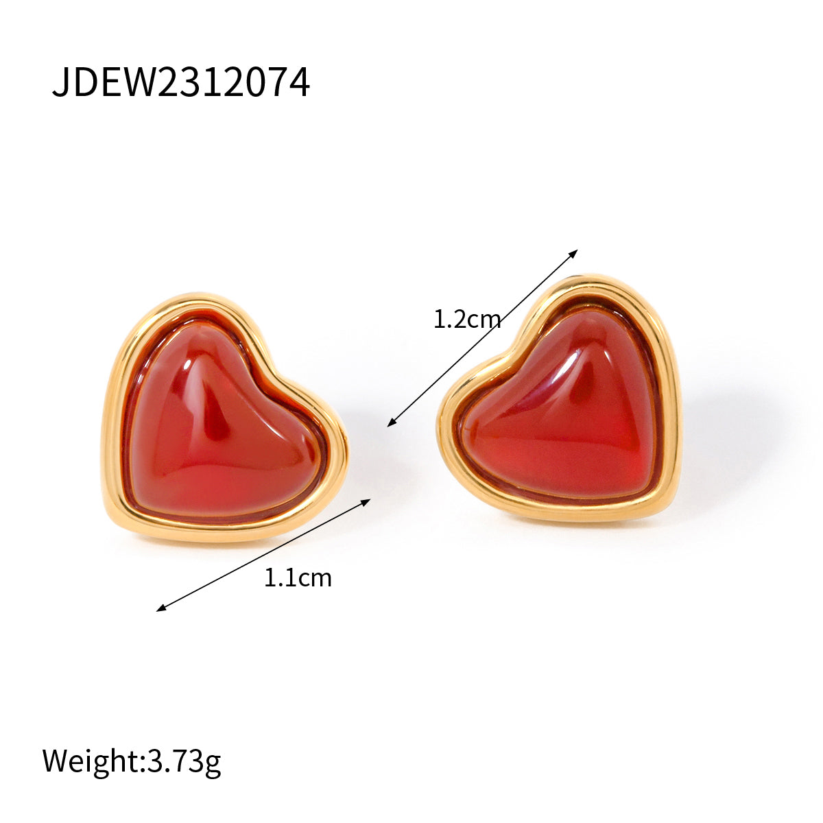 1 Pair IG Style Heart Shape Plating Stainless Steel Ear Studs