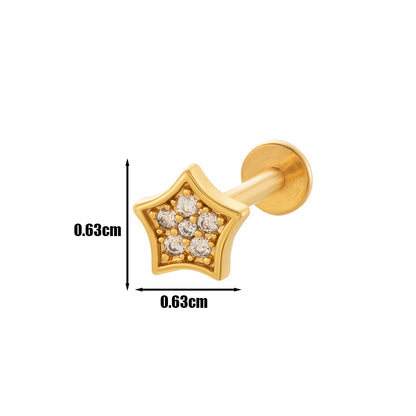 1 Piece Lip Rings Cool Style Pentagram Flower Butterfly Copper Plating Inlay Zircon Lip Stud