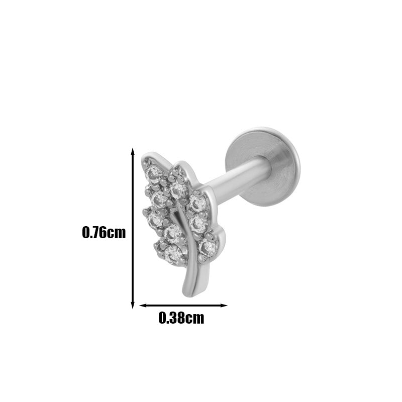 1 Piece Lip Rings Cool Style Pentagram Flower Butterfly Copper Plating Inlay Zircon Lip Stud