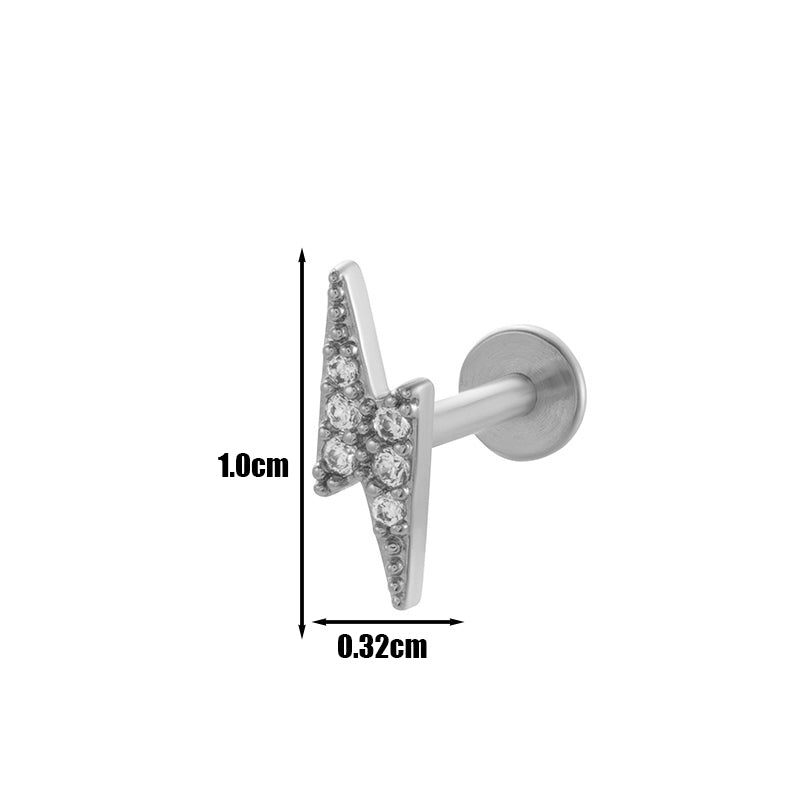 1 Piece Lip Rings Cool Style Pentagram Flower Butterfly Copper Plating Inlay Zircon Lip Stud