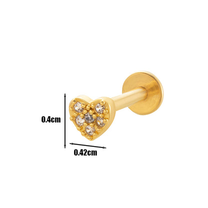 1 Piece Lip Rings Simple Style Heart Shape Flower Butterfly Copper Plating Inlay Zircon Lip Stud